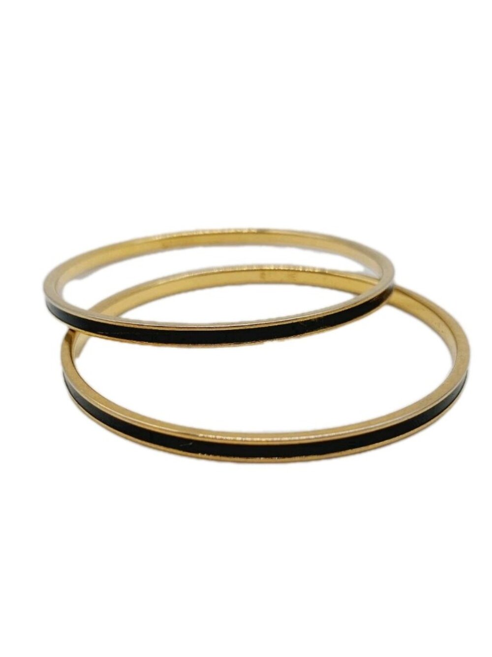 Evoke Bangle Black Enamel Gold Tone Bracelet Set Of 2